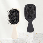 Mini Boar Bristles Hair Bursh, Travel Size Hair Brush for Women Men Kids, Protable Small Hair Brush for Pockets Purses, Mini Detangler Brush for Smooth Add Shine(White)