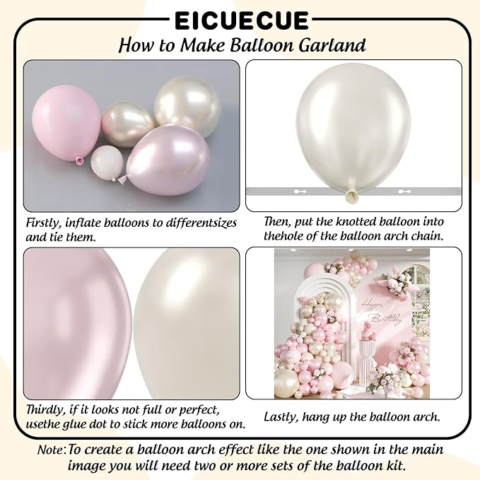 Pearl Pink White Balloon Arch Kit - Image 3