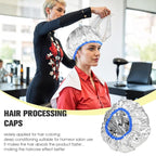 3 Pcs Deep Conditioning Hair Cap, Reusable Processing Caps for Hair Practical Cap for Oil Treatment Heat Caps for Long Thick tousle Dyeing Home and Salon Use Gold Blue Gray