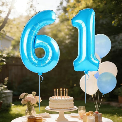 40 Inch Number 61 Balloons for 61st Birthday Party Decorations, 0-100 Jewelry - Image 3
