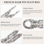 Sunolga 3pcs Prestige French Hair Pins for Women, 4.38" Large, Serrated Anti-Slip Design, Curved Shape for Better Head Fit, Coquette Elegant Hair Accessories for Updos, Chignon, Bun Hairstyles