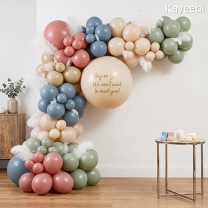 Pink Blue Gender Reveal Balloons 12 Inch Dusty Pink Blue Beige White Sand Cream - Image 8