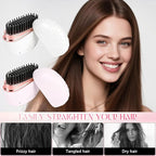 Mini Straightener, Rechargeable Portable Hair Straightener Comb, Fast Heating Hot Comb with Mirror, Wireless 2-in-1 Hairs Dressing Combs with 2 Adjustable Temperatures (Pink)