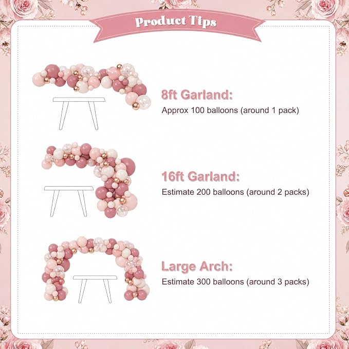 Dusty Rose Balloon Arch Kit for Mothers Day Bridal Shower Decorations | 126Pcs - Image 8
