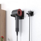 Self Adhesive Hair Dryer Holder Wall Mounted - Adhesive Bathroom Hair Blow Dryer Rack Organizer Compatible with Supersonic Hair Dryers (Black)
