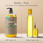 Majestic Pure Organic Castor Oil 8 Fl Oz - 100% Pure and Natural - Premium Grade Carrier Oil - Hair, Eyelashes and Eyebrows - Hair Oil and Body Oil - Cold Pressed - Hexane Free