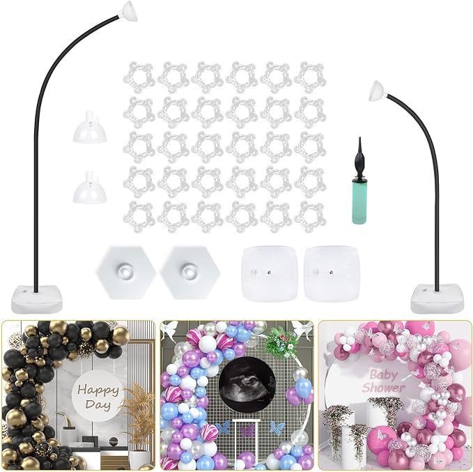 Black Balloon Arch Stand Kit, 9.3ft & 6ft Free Bending Soft Balloon Flower by DEYIXUN