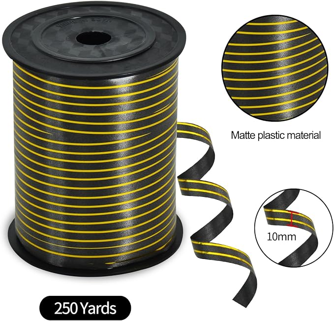 TONIFUL Curling Ribbon-Black Gold Balloon Curling Ribbons-250 Yards Balloon - Image 2