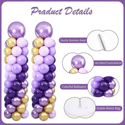 Purple and Gold Balloon Column Stand Kit Set of 2 - Image 5