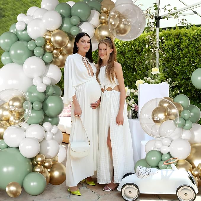 Sage Green Gold Balloon Arch Kit Green Balloon Garland Kit | 126 Pcs White - Image 4