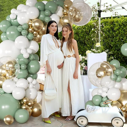 Sage Green Gold Balloon Arch Kit Green Balloon Garland Kit | 126 Pcs White - Image 4