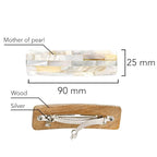 AeraVida Shimmering Iridescent Mosaic White Mother of Pearl Shell Hair Accessory | Flat Wood Clip for Women