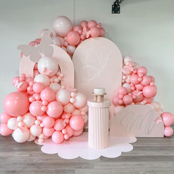 Light Pink Double Stuffed Balloons Different Size 115Pcs 5/10/12/18" Pink - Image 4