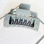 Bling bling Rhinestones Square Hair Clips Double Row Teeth,2 Rows Teeth Rectangle Hair Claw Clips with Shiny Rhinestones,Women Girls Sparkly Thick Hair Accessories Set (cream beige grey)