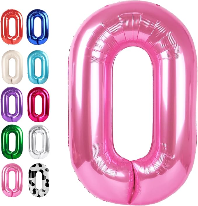 Pink Number 0 Balloon 40 inch, Balloon numbers party supplies, deco photo shoot by Upgesy