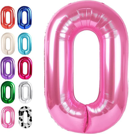 Pink Number 0 Balloon 40 inch, Balloon numbers party supplies, deco photo shoot by Upgesy