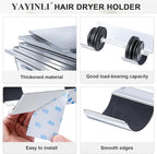 Hair Dryer Holder Wall Mount Blow Dryer Holder, Adhesive Straightener Holder, Curling Iron Holder for Bathroom Salon Barber Shop Hotel, Hair Tools Organizer Storage (Silver)