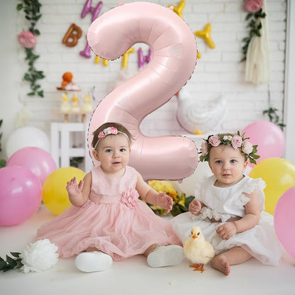 40 Inch 2 Balloon Number, Large Dusty Baby Pink Foil Number 2 Balloons Birthday - Image 3