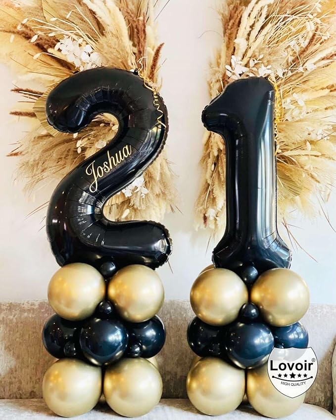 Black 20 Number Balloons, 40 Inch Giant Number 20 Balloons Foil Mylar Helium - Image 5