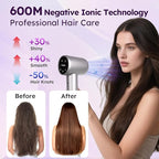 Hair Dryer, Professional Ionic Hair Dryer for Fast Drying, Quiet, Lightweight, 600 Million Negative Ions High-Speed Hair Blow Dryer with Diffuser for Curly Fine Hair Women, Men, Home, Salon(Slive)