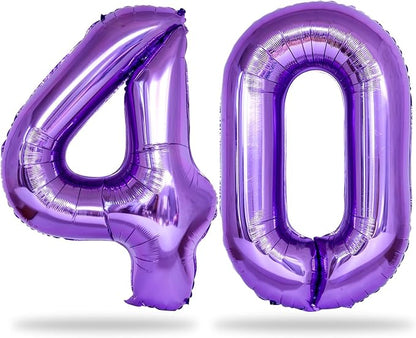 Purple Number 40 Birthday Balloons, 40 Inch Large Purple Mylar Foil Number 4 by Lingqiang