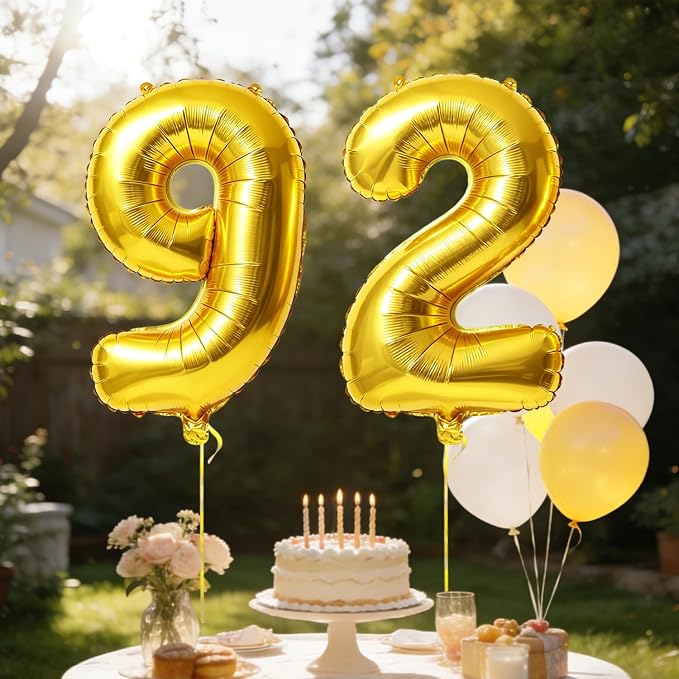 40 Inch Number 92 Balloons for 92nd Birthday Party Decorations, 0-100 Gold - Image 3