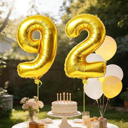 40 Inch Number 92 Balloons for 92nd Birthday Party Decorations, 0-100 Gold - Image 3