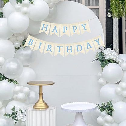 Light Blue Happy Birthday Banner Pre-strung Burlap Bunting Party Backdrop Sign - Image 3