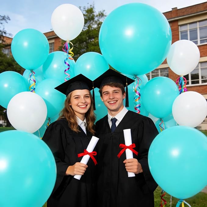 32Pcs Teal Blue Big Balloons 18 Inch, Round Large Blue Latex Party Balloons - Image 4