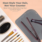 Silicone Hair Tool Holder & Heat Mat - Heat Resistant Mat for Hair Tools, Flat Iron, Curling Iron, Anti Heat Pad for Hair Straighteners - Professional Soft Rubber Pad & Flat Iron Cover