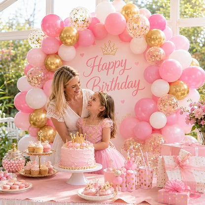 Pink Gold Balloons, Metallic Gold Confetti Latex Balloons, Women Girls Princess - Image 4