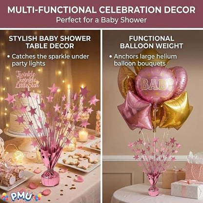 PMU Bursting Star Metallic Foil Spray Centerpiece- Baby Pink Balloon Weights - Image 3