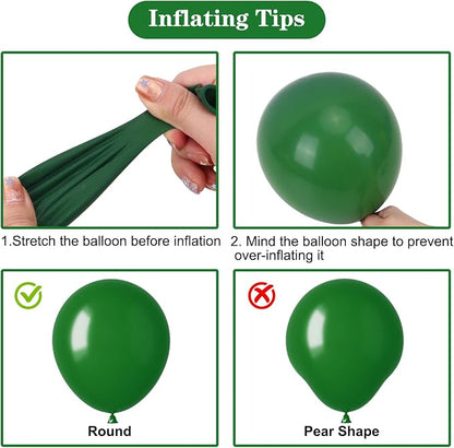 APLANET 150pcs Dark Green Balloons Different Sizes 18 12 10 5 Inches Emerald - Image 4