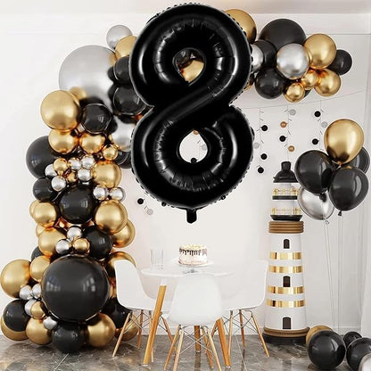 Black Number 8 Balloons 40 Inch Large Foil Balloons, Giant Number Balloon - Image 2