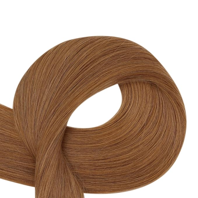 Full Shine Tape in Hair Extensions Human Hair Color 330 Copper Brown Adhesive Tape in Extensions 20Inch Long Remy Seamless Skin Weft for Women 40Pcs 100Gram Natural Straight