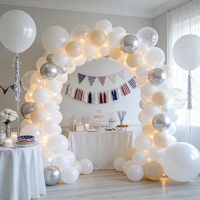 White Balloons 125 pcs Different Sizes Pack of 18 12 10 5 Inch Latex White - Image 4