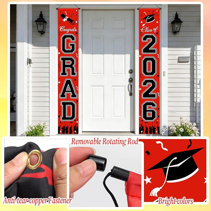 WOHOHOHO 23Pcs Graduation Decorations 2026 Set, Class of 2026 Backdrop - Image 5