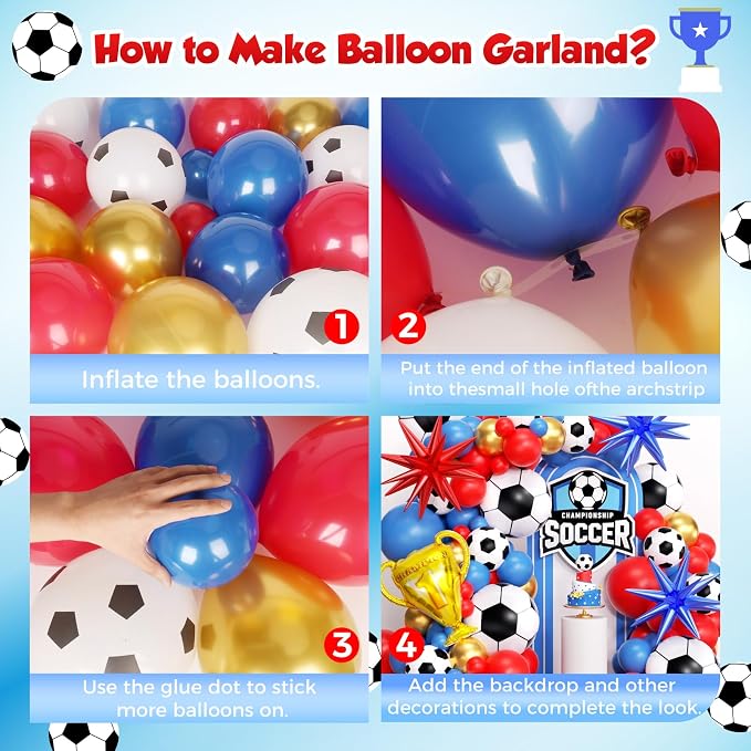 Soccer Party Decorations 160Pcs, World Soccer Balloon Garland Arch Kit - Image 4