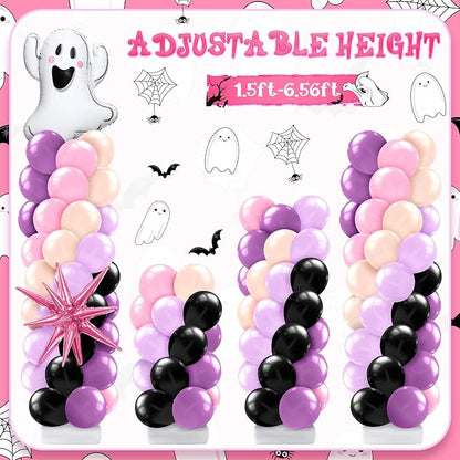 Kasyat 2 Sets Pink Purple Halloween Balloon Column Stand Kit Purple Pink and - Image 5
