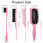 Curl Defining Brush, Curly Hair Brush Products With 3 Pcs Slick Back Hair Brush Set Bristle Brush Edge Control Teasing Comb for women (Green)