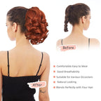 Ponytail Extension, Clip on Ponytails for Women, 9" Claw Clip in Short Curly Wavy Pony Hair Extension for Women - Auburn