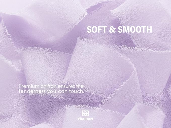 Vitalizart Lavender Chiffon Silk Ribbon 1" x 21 Yd Handmade Frayed Fringe | - Image 4
