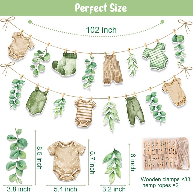 Greenery Baby Shower Decorations Sage Green Baby Shower Banner Oh Baby Party - Image 3