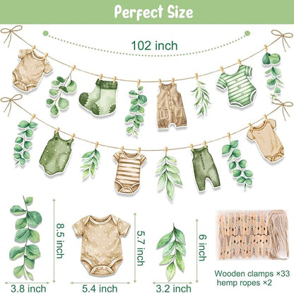 Greenery Baby Shower Decorations Sage Green Baby Shower Banner Oh Baby Party - Image 3