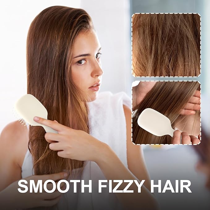 Mini Hair Bursh for Women Men and Kids, Protable Travel Size Hair Brush for Pockets Purses, Mini Detangler Brush for All Hair Types, Small Paddle Brush for Detangling (1 Pack-White)