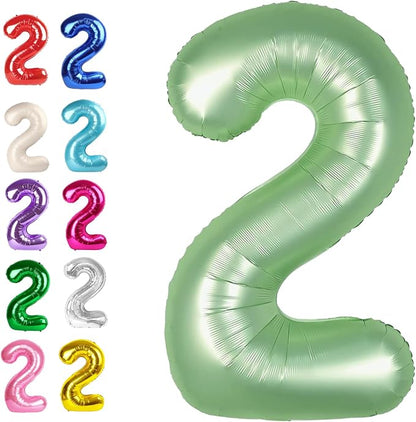 Sage Green Number 2 Balloon 40 inch, 2nd Birthday Party Balloons Decorations | by Upgesy