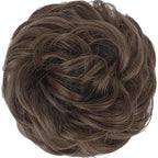 FESHFEN Messy Bun Hair Piece - Elastic Wavy Curly Hair Bun Scrunchies Extensions Synthetic Chignon Hairpieces for Women Girls, Medium Chestnut Brown 1.5 oz