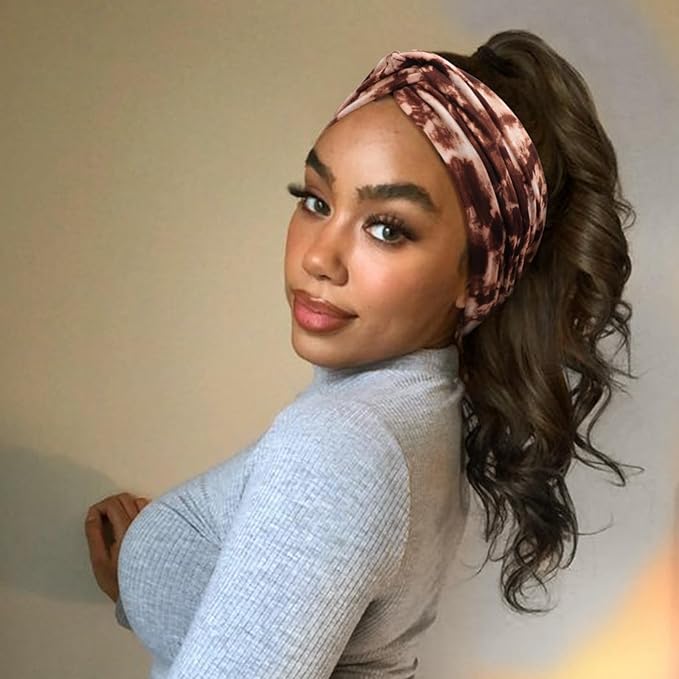 Extra Wide Headbands for Women Large Turban Headband Non Slip Boho Elastic Hairband Hair Twisted Knot Head Bands Accessories