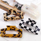 Jayongnee Hair Claw Clips - 4Pcs Medium Clips for Thick or Thin Hair - Square Claw for Women - Rectangle Hair Clips Nonslip Acrylic Hair Accessories for Girls (Tortoise shell)