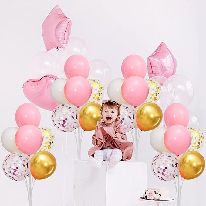 4 Sets Pink Gold Confetti Balloons Centerpieces - Image 8